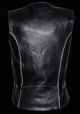 WOMEN'S MOTORCYCLE RIDING PINK LEATHER VEST W/REFLECTIVE TRIBAL DESIGN & PIPING