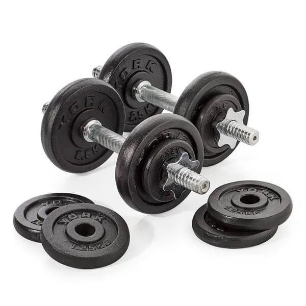 York 20kg Cast Iron Dumbbell Set in Case