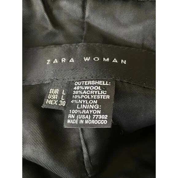 Zara Woman Wool Plaid Blazer Size Large