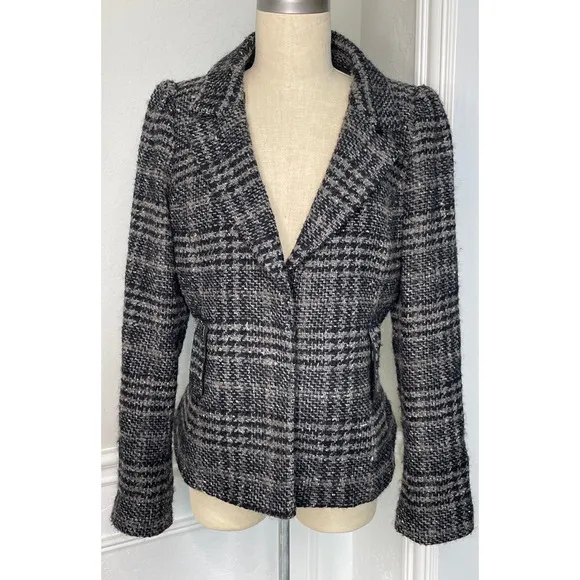 Zara Woman Wool Plaid Blazer Size Large
