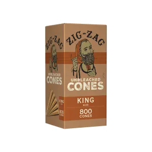 Zig-Zag Unbleached King Size Bulk Cones - (800 Cones Per Bulk Box)
