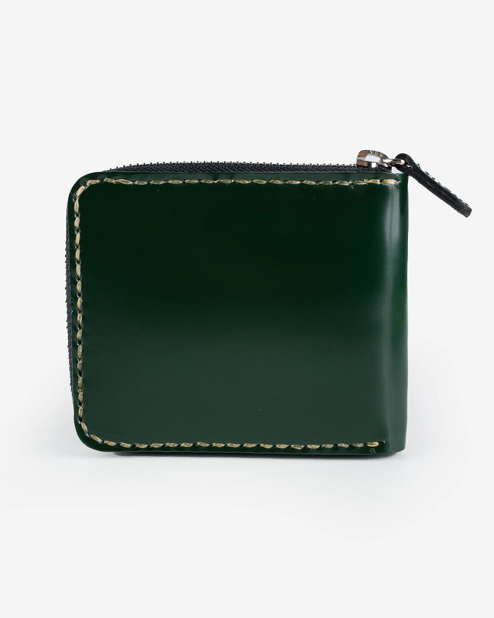 Zip-Secured Shell Cordovan Wallet - Green