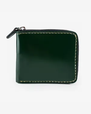 Zip-Secured Shell Cordovan Wallet - Green